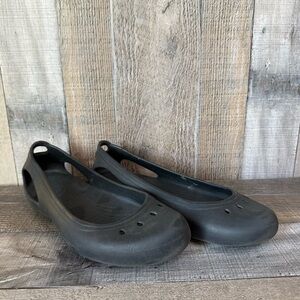 Womens Crocs Black Kadee Comfort Casual Slip On Cutout Ballet Flats Shoes Size 8